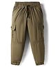 Olio Kids Cotton Woven Full Length Solid Color Joggers With Pockets - Brown