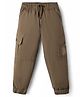 Olio Kids Cotton Woven Full Length Solid Color Trouser With Pockets - Brown