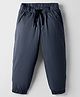 Olio Kids Cotton Woven Full Length Solid Color Joggers With Pockets - Navy Blue