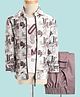 Radutu Full Sleeves Buildings Printed Jacket With Tee & Pant Set - Rose Pink & White