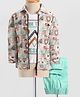 Radutu Full Sleeves Floral Printed Jacket With Tee & Pant Set - Beige & Pista