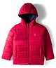 Pine Kids Woven Full Sleeves Solid Hooded Padded Jacket - Red