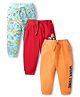 Doodle Poodle 100% Cotton Full Length Vehicles Printed Lounge Pants Pack Of 3 - Sky Blue Red & Orange