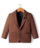 Rikidoos Full Sleeves Texured Blazer With Brooch - Coffee