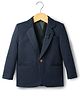 Rikidoos Full Sleeves Ribbed Blazer WIth Brooch - Navy Blue