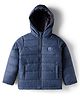 Pine Kids Woven Full Sleeves Solid Hooded Padded Jacket - Navy Blue