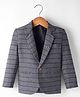 Rikidoos Full Sleeves Striped & Textured Blazer WIth Brooch - Blue & Grey
