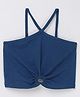 Taffykids Knit Sleeveless Cut Out Detailed Solid Ribbed Crop Top - Teal Blue