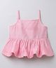 Taffykids Silk Woven Sleeveless Solid Peplum Top - Pink
