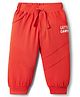 Doodle Poodle Single Jersey Knit Full Length Solid Colour Lounge Pant With Text Print - Red