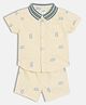 MINI KLUB Cotton Woven Half Sleeves Checked & Better Together Text Printed Shirt & Coordinating Shorts Set - Lime Yellow