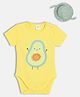 MINI KLUB Cotton Knit Half Sleeves Avacado Printed Onesie With Cap - Yellow