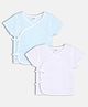 MINI KLUB Cotton Knit Pack Of 2 Half Sleeves Striped & Checked Jhablas - Blue & White