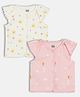 MINI KLUB Cotton Knit Pack Of 2 Cap Sleeves Hearts & Dogs Printed Jhablas - Pink & White
