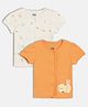 MINI KLUB Cotton Knit Pack Of 2 Half Sleeves Bees & Ice Creams Printed Jhablas - Orange & Off White