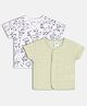 MINI KLUB Cotton Knit Pack Of 2 Half Sleeves Checked & Dogs Printed Jhablas - Mint Green & White