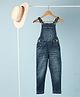 tweeny mini Denim Woven Sleeveless Washed Distressed Dungaree - Dark Blue