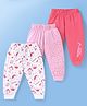 Doodle Poodle 100% Cotton Full Length Unicorn & Star Printed Lounge Pants Pack Of 3 - Dark Pink White Pink