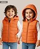 Babyhug Woven Sleeveless Solid Padded Hooded Jacket - Orange