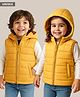 Babyhug Woven Sleeveless Solid Padded Hooded Jacket - Yellow