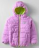 Babyhug Woven Full Sleeves Hooded Padded Jacket With Crown Patch - Purple
