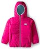 Babyhug Woven Full Sleeves Hooded Padded Jacket With Alphabet Patch - Pink