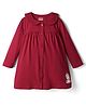 Babyhug Single Jersey Knit Full Sleeves Unicorn Printed Frock With Peter Pan Collar - Red