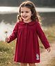 Babyhug Single Jersey Knit Full Sleeves Unicorn Printed Frock With Peter Pan Collar - Red