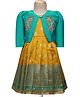 Enfance Banarasi Printed Pleated Pattu Pavdai Dress With Full Sleeves Jacket - Mustard