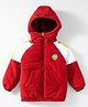 Babyhug Woven Full Sleeves Padded Jacket With Detachable Hood Kangaroo Pocket & Cut & Sew - Rust Orange