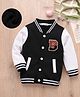 Mark & Mia Full Sleeves Bomber Jacket With Alphabet Embroidery - Black & White