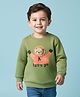 Mark & Mia Full Sleeves Sweatshirt with Bear Graphic & Applique - Green