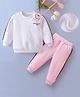 Mark & Mia Full Sleeves T-Shirt & Lounge Pant Set With Text Embriodery - White & Pink