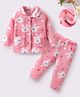 Mark & Mia Full Sleeves Winter Wear Co-ords Night Suit With Bunny Print - Pink