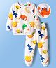 Mark & Mia Full Sleeves Co-Ord Winter Wear Night Suit with Dino Print - White