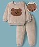 Mark & Mia Full Sleeves Winter Wear Night Suit With Bear  Embroidery  - Light Brown