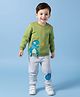Mark & Mia Full Sleeves Winter Wear Sweatshirt & Lounge Pant Set with Dino Print - Green