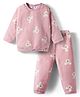 Mark & Mia Full Sleeves Winter Wear Co-ord Night Suit with Bunny Print - Pink