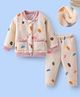 Mark & Mia Full Sleeves Winter Wear Co-ord Night Suit with Pockets & Polka Dots - Beige