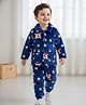Mark & Mia Full Sleeves Winter Wear Co-ords Night Suit With Star & Bear Print - Navy Blue