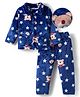 Mark & Mia Full Sleeves Winter Wear Co-ords Night Suit With Star & Bear Print - Navy Blue