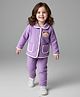 Mark & Mia Full Sleeves Winter Night Suit with Animal Patch & Pocket - Lilac