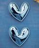 Knotty Ribbons Heart Applique Detailed Hair Alligator Clips - Blue
