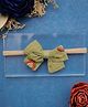 Knotty Ribbons Flower Embroidered & Bow Applique Detailed Headband - Heena Green