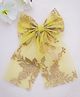 Knotty Ribbons Floral Foil Designed Sailor Bow Applique Detailed Oversized Hair Clip - Yellow