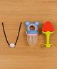 Badal Kidz Presents combo of 3 includes 1 Standing Fruit Teether ,1 Mickey Fruit Feeder and 1 tlismi moti - Red, Blue