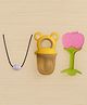 Badal Kidz Presents combo of 3 includes 1 Standing Fruit Teether ,1 Mickey Fruit Feeder and 1 tlismi moti -  Pink, Yellow