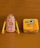 Badal Kidz Carnival Super Dino Lunch Box 2 Layer Stainless Steel Lunch Box and 1 plastic School Sipper - Yellow Pink