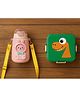 Badal Kidz Carnival Super Dino Lunch Box 2 Layer Stainless Steel Lunch Box and 1 plastic School Sipper - Green , Pink