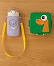 Badal Kidz Carnival Super Dino Lunch Box 2 Layer Stainless Steel Lunch Box and 1 plastic School Sipper - Green , Purple